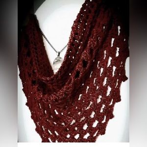 Bandana style handmade cowl infinity scarf wine